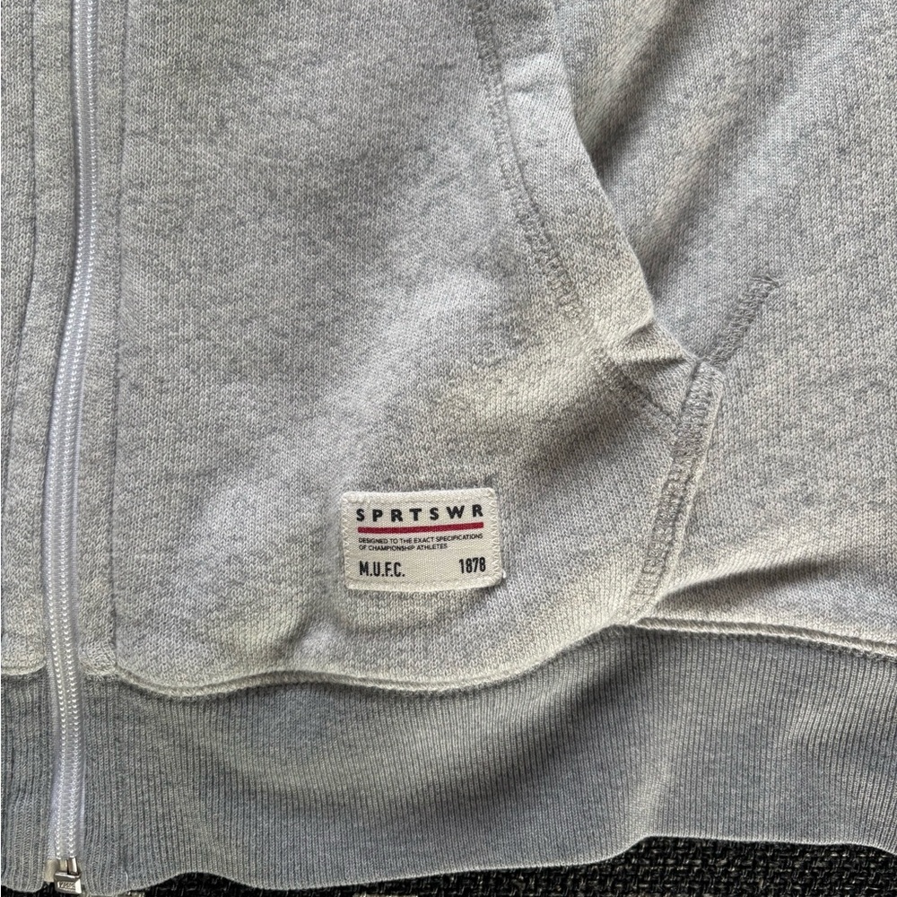 Manchester United,Nike Heather Gray MUFC Zip Hoodie - Picture 3 of 6
